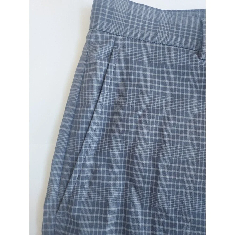 Mens Walter Hagen Gray Plaid Quick Dry Flat Front Golf Shorts Size 36x10